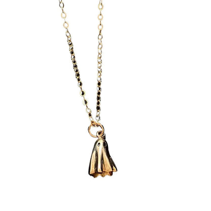 Ghost pendant necklace with titanium steel construction and electroplated finish on twisted chain