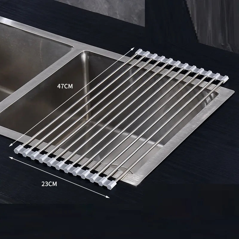PP pot mat and kitchen drainage rack with stainless steel pipe insulation pad, modern minimalist, sizes 37x23cm to 47x36cm