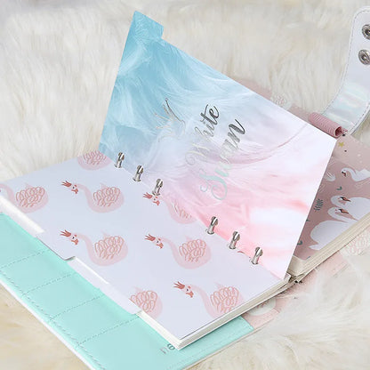 Six A6 separator pages with colour printing and gold foil backing for diary organisation