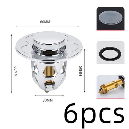 Copper core bouncing washbasin drain plug with universal 1.1-1.5 inch head in metallic finish