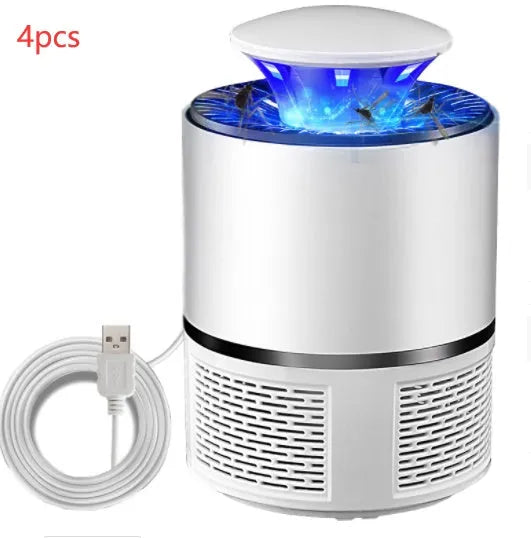 Black or white USB photocatalyst mosquito trap with UV lights, 19cm size, 94cm cable.