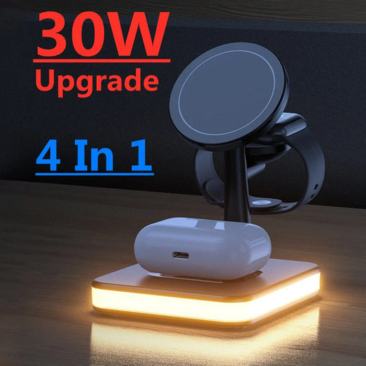4 In 1 Magnetic Wireless Charger Stand in white and black