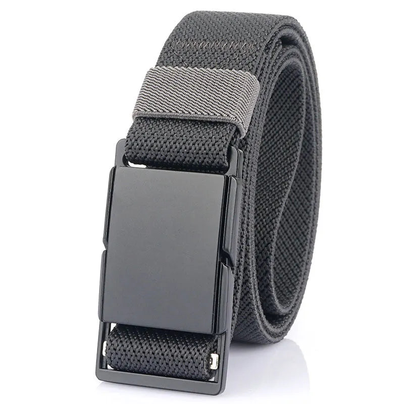 Casual belt with metal magnetic buckle in five colour options showing polyester fibre construction