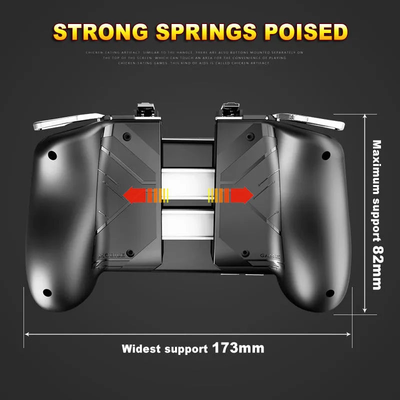AK16 extendable mobile game controller with adjustable phone clamp and L1R1 trigger buttons