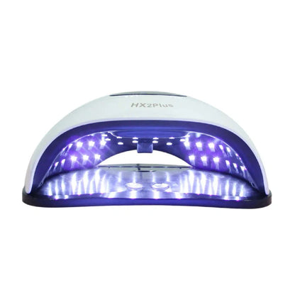 White nail phototherapy machine with LED display showing 60 lamp beads inside curing chamber