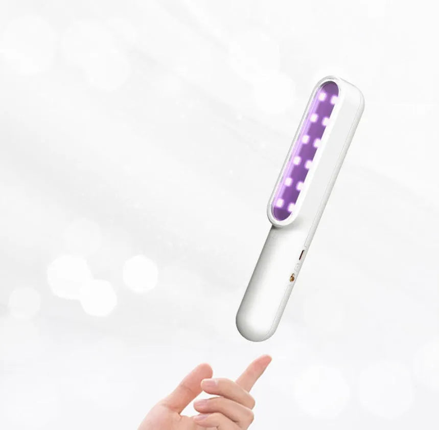 Handheld UV steriliser lamp 265nm rechargeable Type-C, pink and white, 219x34x40mm
