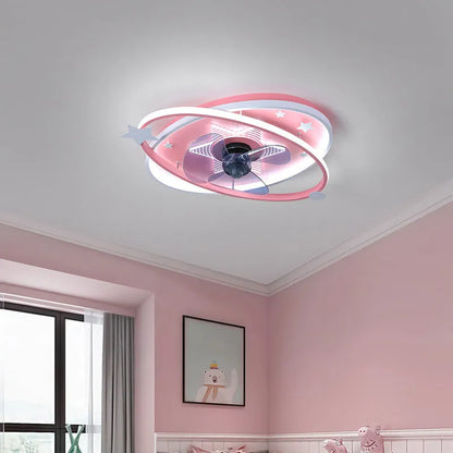 Modern iron chandelier for children's bedrooms with blue accents and remote control