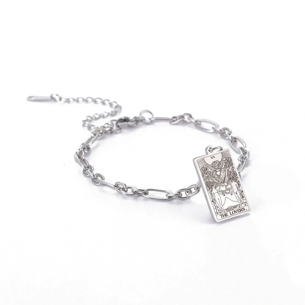 12 Tarot Card Series stainless steel bracelet with 18K gold plating