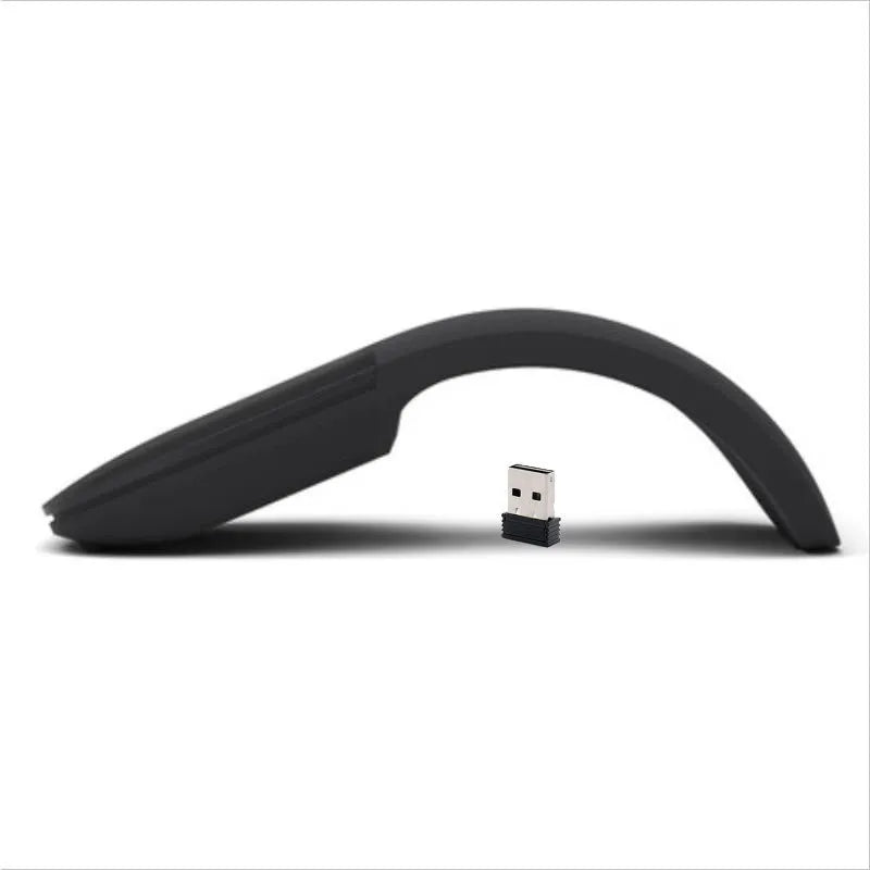 Folding wireless touch mouse showing compact design with Bluetooth connectivity