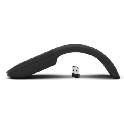 Folding wireless touch mouse showing compact design with Bluetooth connectivity