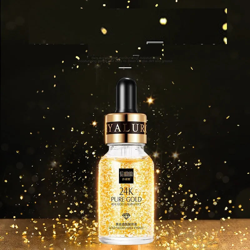 24K gold nicotinamide anti-ageing face serum gel in 15ml, 50ml and 100ml sizes