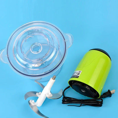 Green 2L electric kitchen chopper with stainless steel blades for mincing food, 200W power, suitable for home use