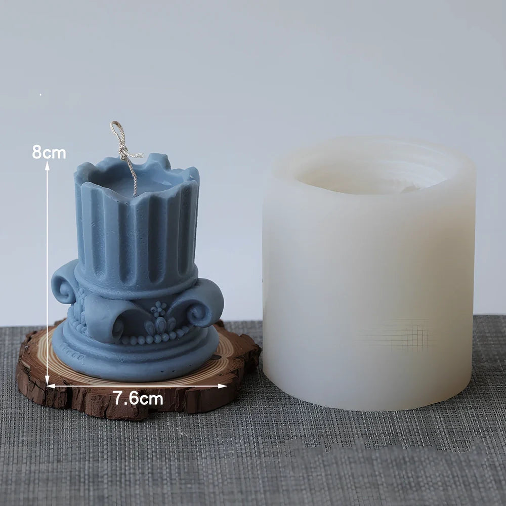 Roman column D candle mould measuring 7.6cm diameter by 8cm height for DIY scented candles