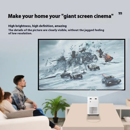 Smart HD projector with Android system and remote control on table