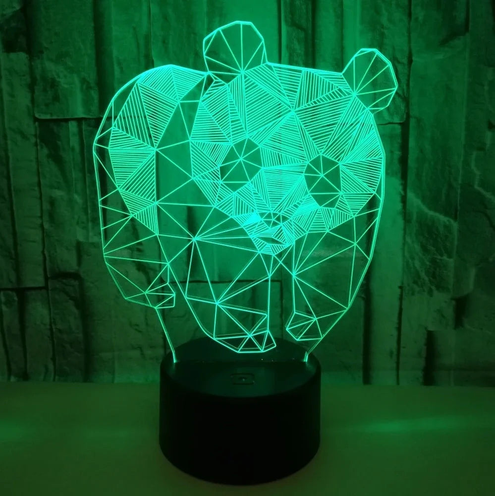 LED stereo night light with black ABS base and acrylic light panel showing multi-colour illumination