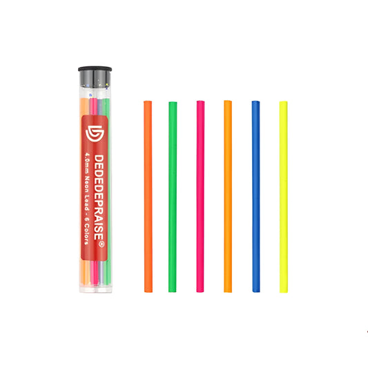 4.0mm mechanical pencil for drawing with colour lead refills in yellow, orange, blue, green, rose red, and orange red