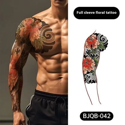 Retro traditional simulation flower arm body sticker sheet, 520mm x 370mm, transfer printing, BJQB pattern options