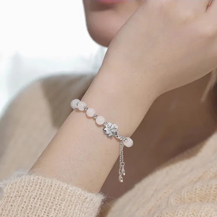 New Chinese style resin beaded bracelet with floral camellia, lotus and peach blossom designs for couples