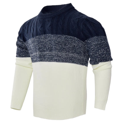 Men's Casual Cable Knit Colour Block Sweater in various colours for stylish comfort