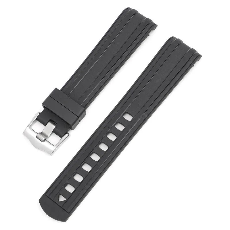 20mm wide genuine leather smartwatch strap in multiple colours with silver buckle.