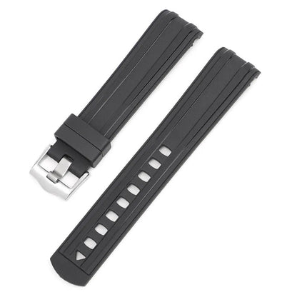 20mm wide genuine leather smartwatch strap in multiple colours with silver buckle.