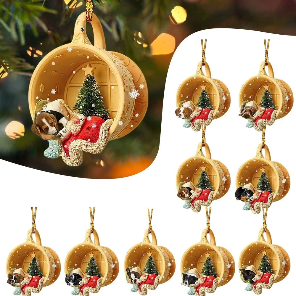 8cm clear acrylic sausage dog hanging ornament in colour variant 1, simple commemorative dachshund design for home decor