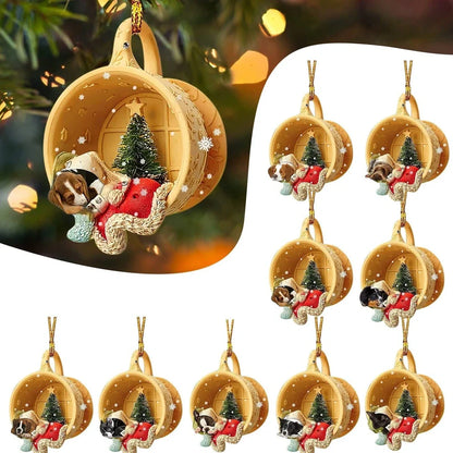 8cm clear acrylic sausage dog hanging ornament in colour variant 1, simple commemorative dachshund design for home decor