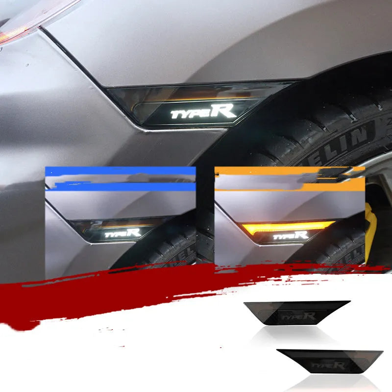 TYPER side turn signal fender streamer for tenth generation Civic, 2-pack, ABS plastic, TypeR red smoked black yellow