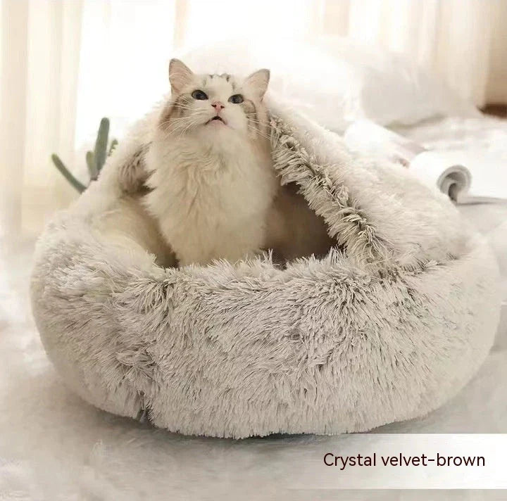 Cozy All-in-One Pet Bed in various colors and sizes, providing a plush and comfortable retreat for cats and dogs