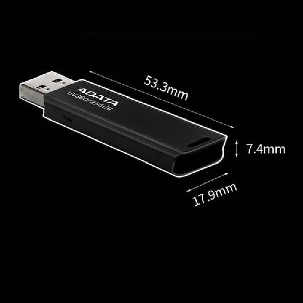 Black waterproof plastic USB flash drive for car mounting, showing compact size.