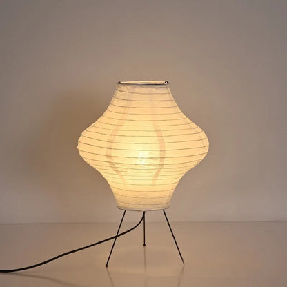 Japanese style decorative table lamp with paper shade and three-colour light source