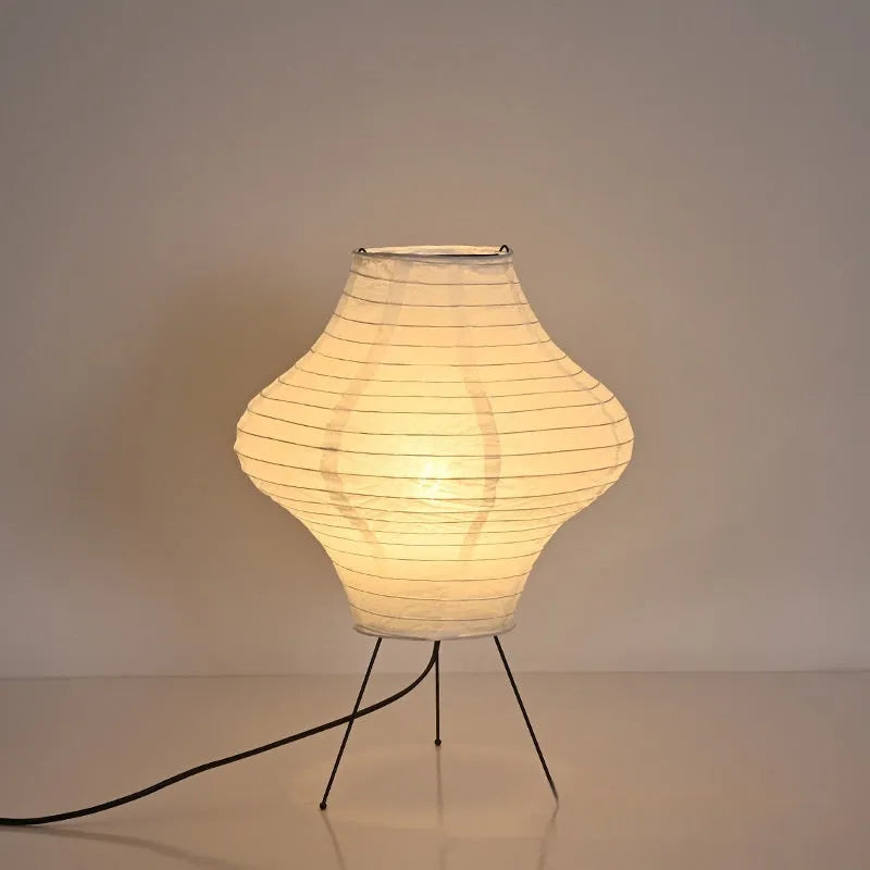 Japanese style decorative table lamp with three-colour light source and 32cm diameter by 45cm height dimensions, modern ambient lighting suitable for bedroom, living room, or study