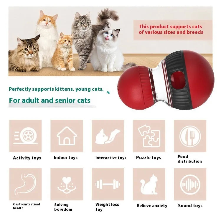 155mm rotating plastic cat toy with sound ball and food dispensing mechanism for interactive play