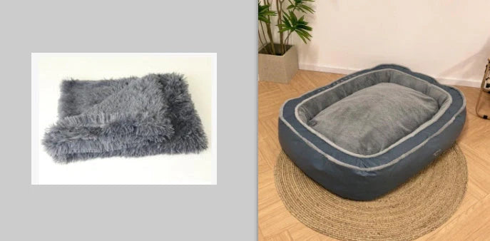 Cotton pet dog bed warming soft sleeping bag cushion in grey