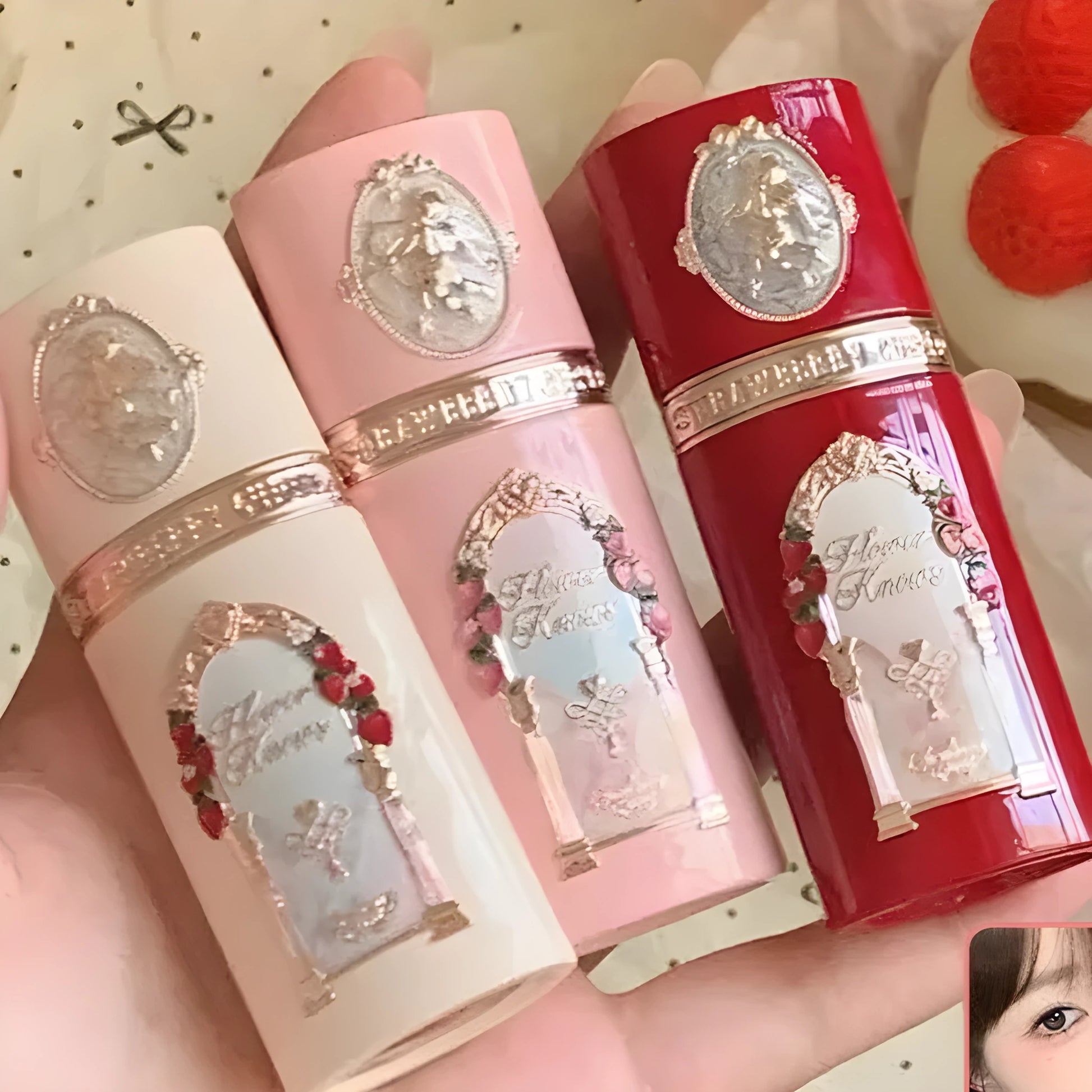 Strawberry Cupid Series Liquid Blush container showing six shade options from 01 to 06