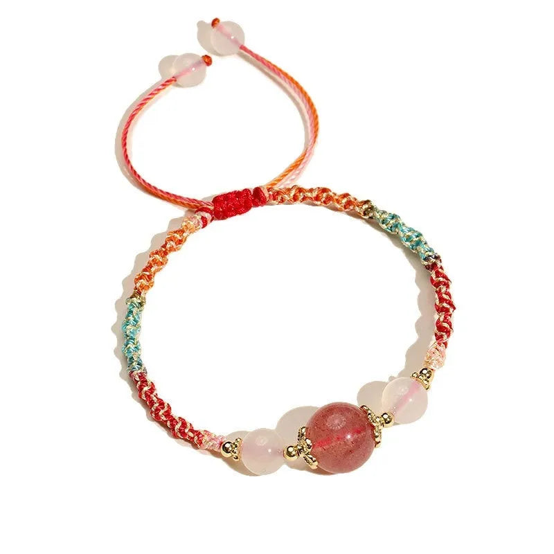 Hand-woven white agate couple bracelets with choice of 12mm central stones in diamond pattern