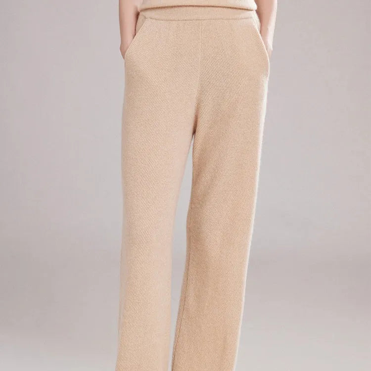 Women's Casual Leggings in Cashmere Fabric - High Elasticity Stitched Construction - Thick Material For Commuting and All-Matching Outfits - Available in White, Green Velvet, Golden Brown Camel, Purple Cashmere and Rock Grey
