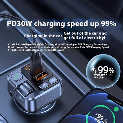 Car Bluetooth MP3 player receiver with FM transmitter and dual USB charging ports for vehicles