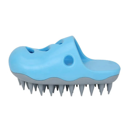 TPR rubber dog bathing massage brush in blue and yellow colour options with different head patterns