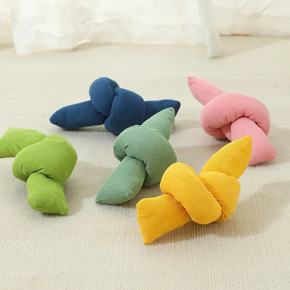 White knotted cotton rope bone dog toy for tug of war and chewing