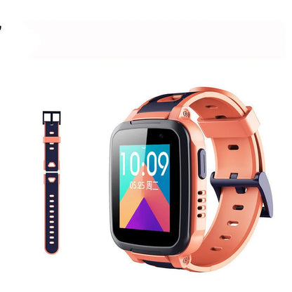 360 SE5 blue children's phone watch with stainless steel wristband shown on wrist
