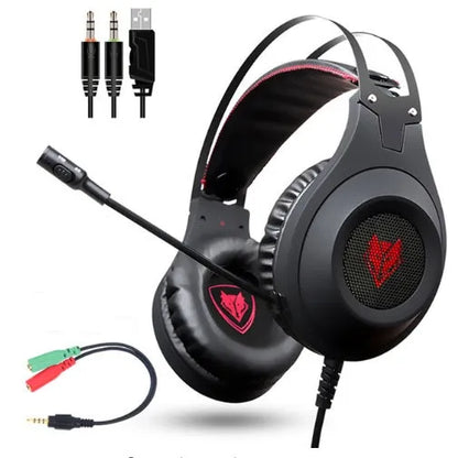 NUBWO N2 black and silver over-ear gaming headset with microphone and volume control.