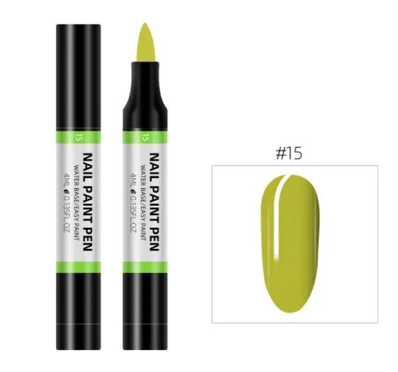 24 colour water-based nail polish painting pens for 3D nail art and flower designs