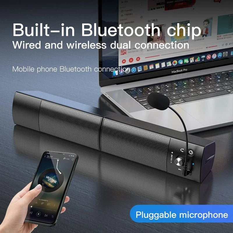 Wireless subwoofer speaker with Bluetooth, microphone, and premium audio technology for an immersive entertainment experience