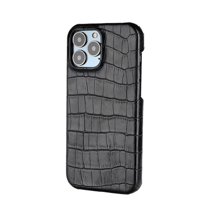 Leather grain oil edge iPhone cover in PC and PU leather, available in black, green, blue and yellow