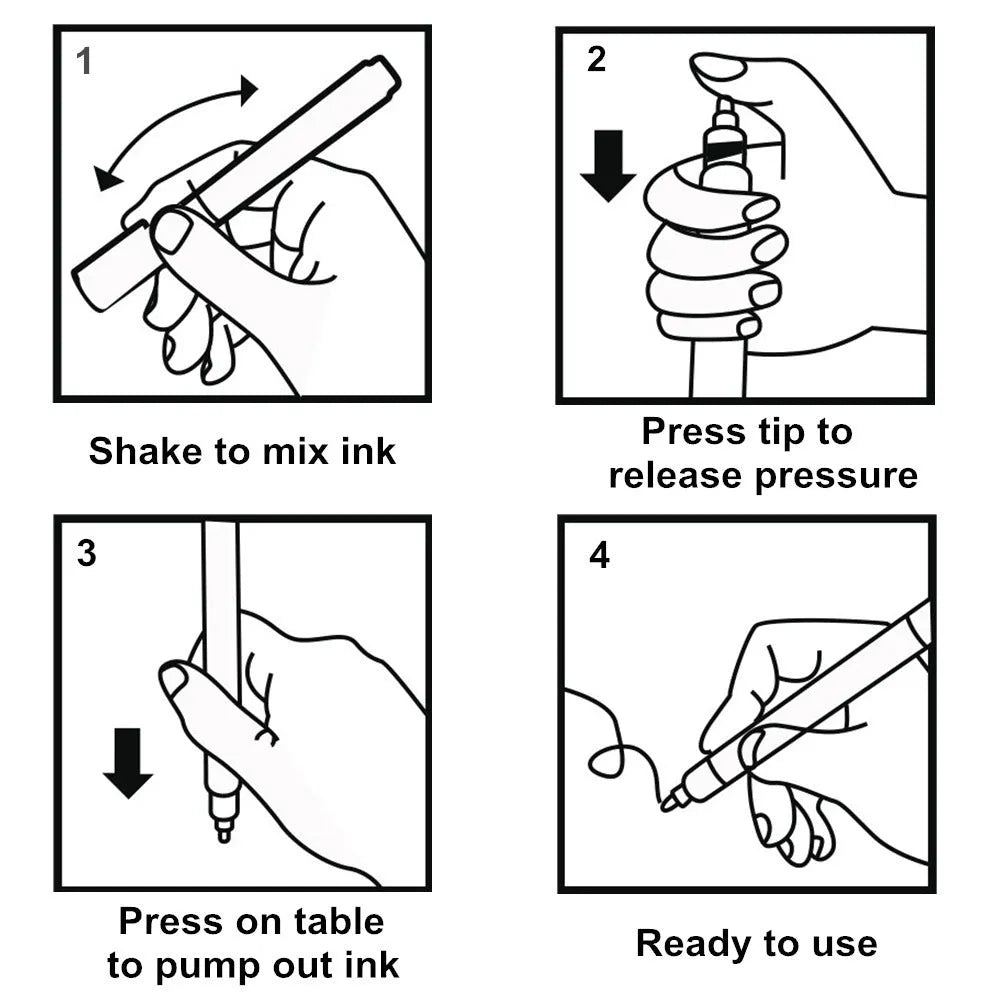 Set of 12 double line metal body pens in various colours for card making and marking