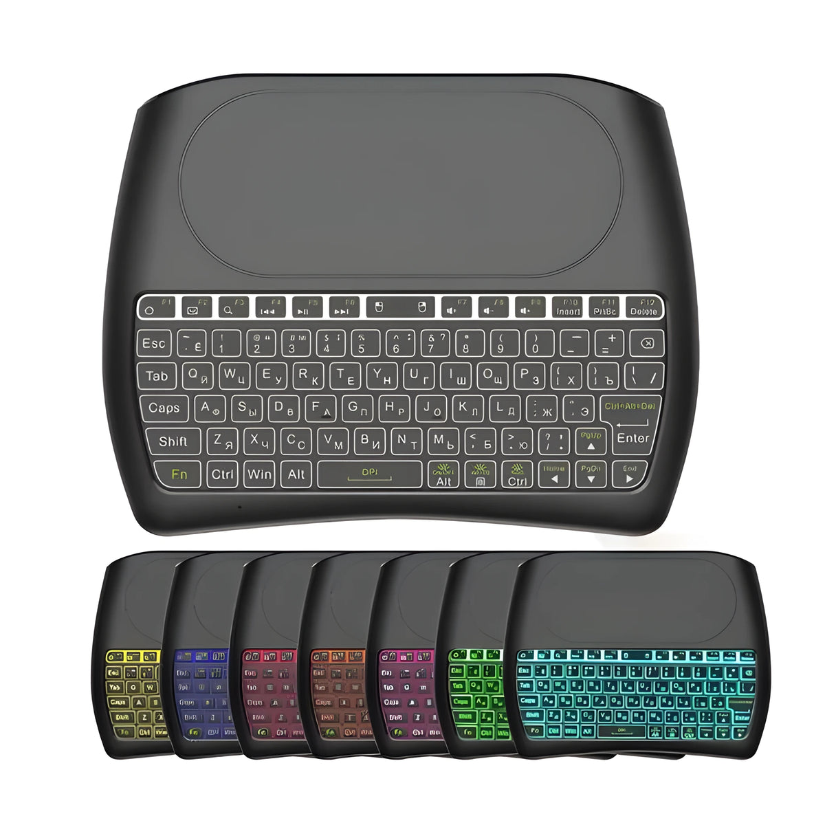 D8 Pro black wireless keyboard with 78 keys, touchpad and USB adapter