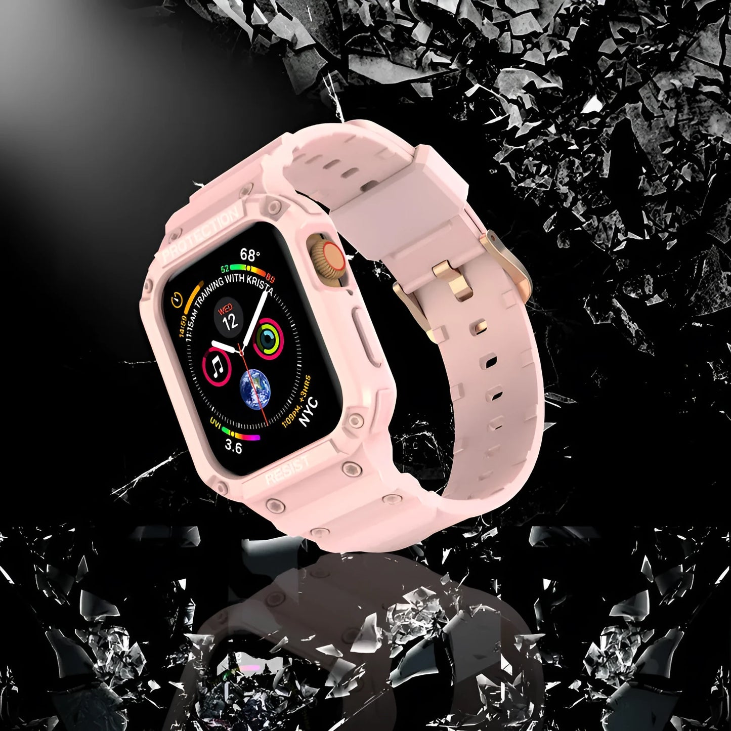 Soft TPU sports strap for Apple Watch Series 8 shown in multiple colour options