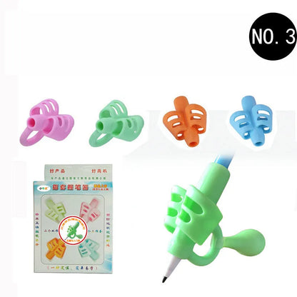 Cartoon-designed soft rubber pen holder for children to correct writing posture