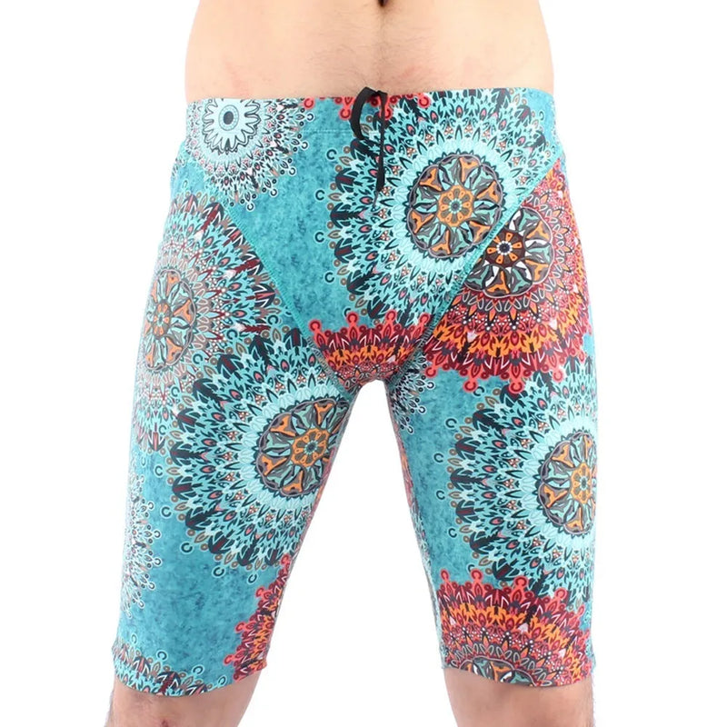 Men's swimming trunks quick-drying comfort fashion five-point loose anti-embarrassment plus size swimsuit for swimming and wading, available in green or navy blue printed or solid colour designs in sizes L to XXXL